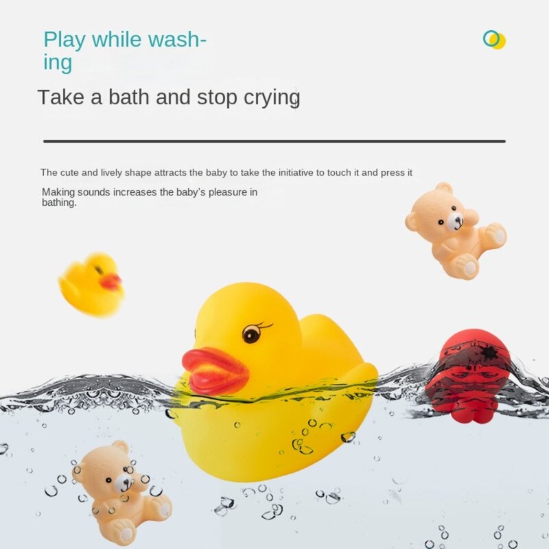 ألعاب حمام أطفال تشبه البط الأصفر ، حيوانات لطيفة ، كرتون ، سباحة ، ماء ، ضغط ، 2 صوفي