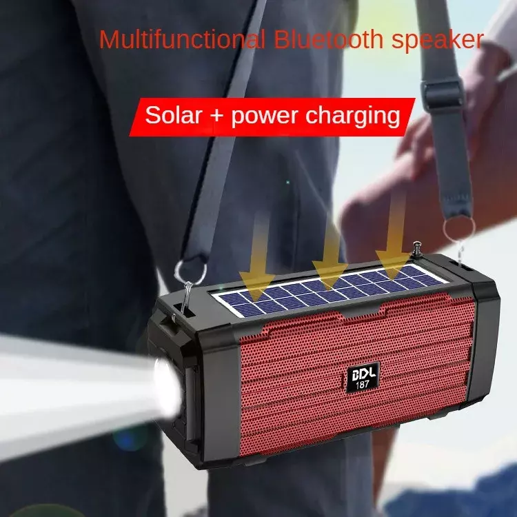 Outdoor Audio Portable Solar Charging Radio Obliquely Hanging Sports Bluetooth Speaker Large Volume