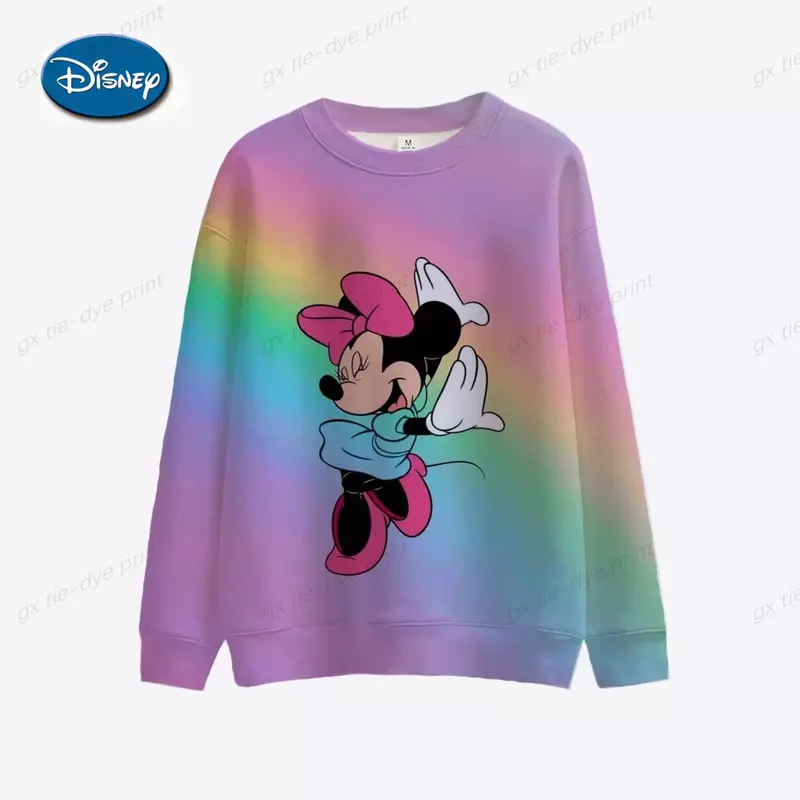 2024 Disney Mickey Mouse sweter z kapturem dla dzieci Cartoon z długim rękawem sweter z okrągłym dekoltem dla dziewcząt mężczyzn i kobiet
