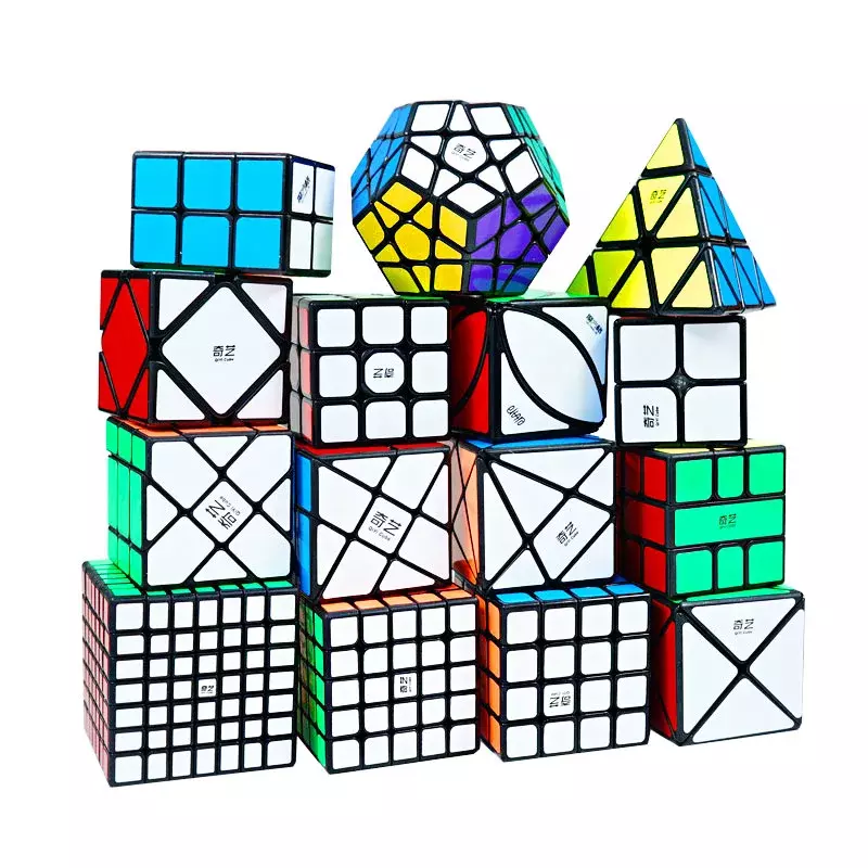 QIYI-Cubo mágico Speed 3x3x3 4x4x4 5x5x5, pegatinas negras profesionales, rompecabezas, Cubo mágico educativo, Cubo mágico, juguetes para niños