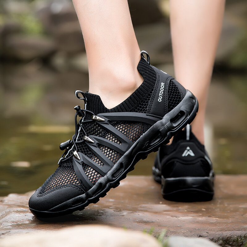 Sapatos de caminhada ao ar livre para homens, Borracha Soled Sneakers, Caça Escalada Tênis, Alta qualidade