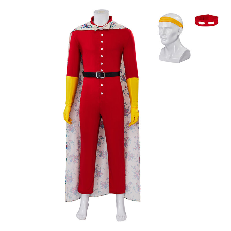 داريل ووكر زي تنكري للذكور ، ملابس حفلة هالوين ، بدلة جسم حمراء ، بدلة عباءة فيلم