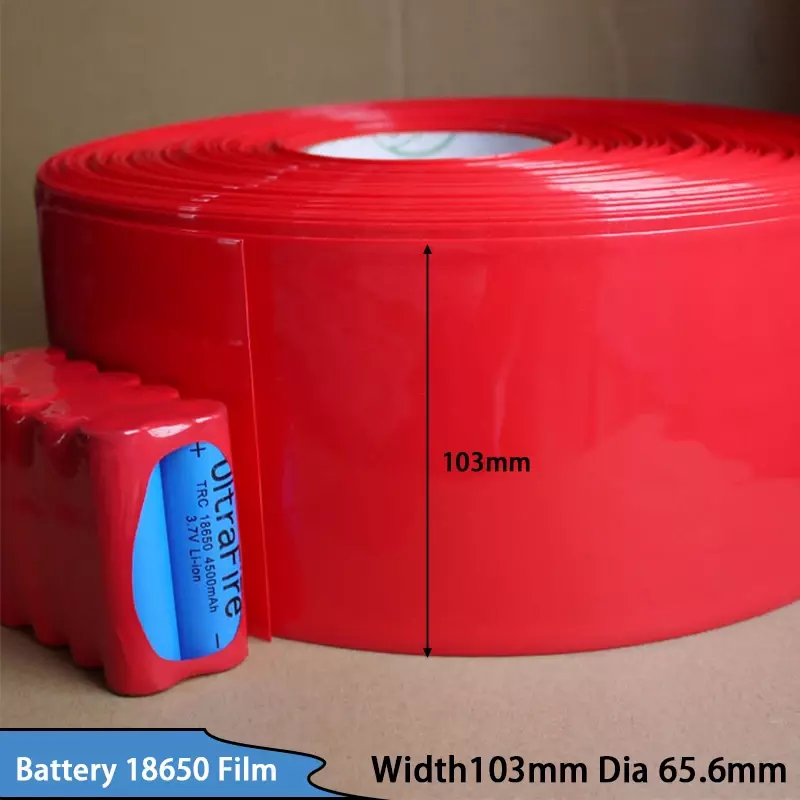 PVC 열 수축 튜브 절연 필름 랩 보호 케이스, 와이어 케이블 슬리브, 리튬 배터리 18650 팩, 너비 103 Dia65.6 mm, 2 m, 5 m, 10m