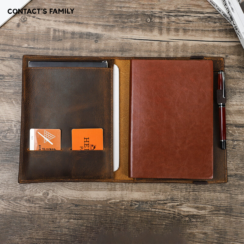 Cartera de cuaderno del Día del Padre para iPad, Mini carpeta de PC B5, cubierta de libro de documentos, papelería de negocios, organizador de cuero de Caballo Loco