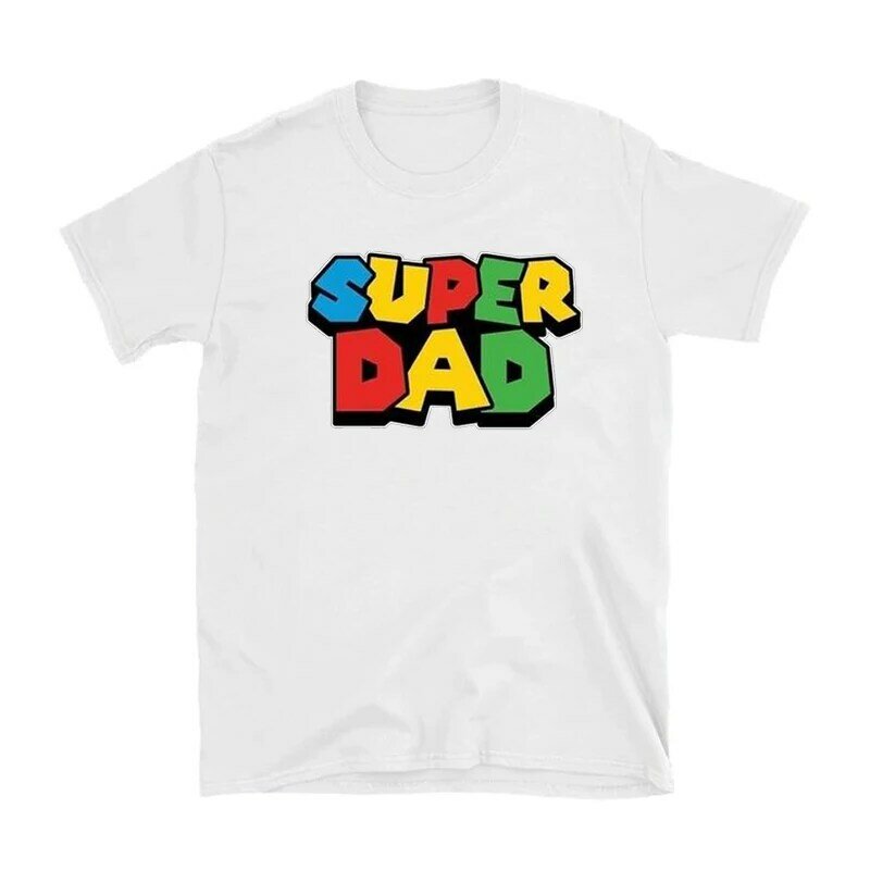 2022 Super Dad Super Mo Shirt Super Dad Men Tshirt Colorful Short Sleeve Mario Luigi Father Day Gift Cotton Hipster Cool Tops Te