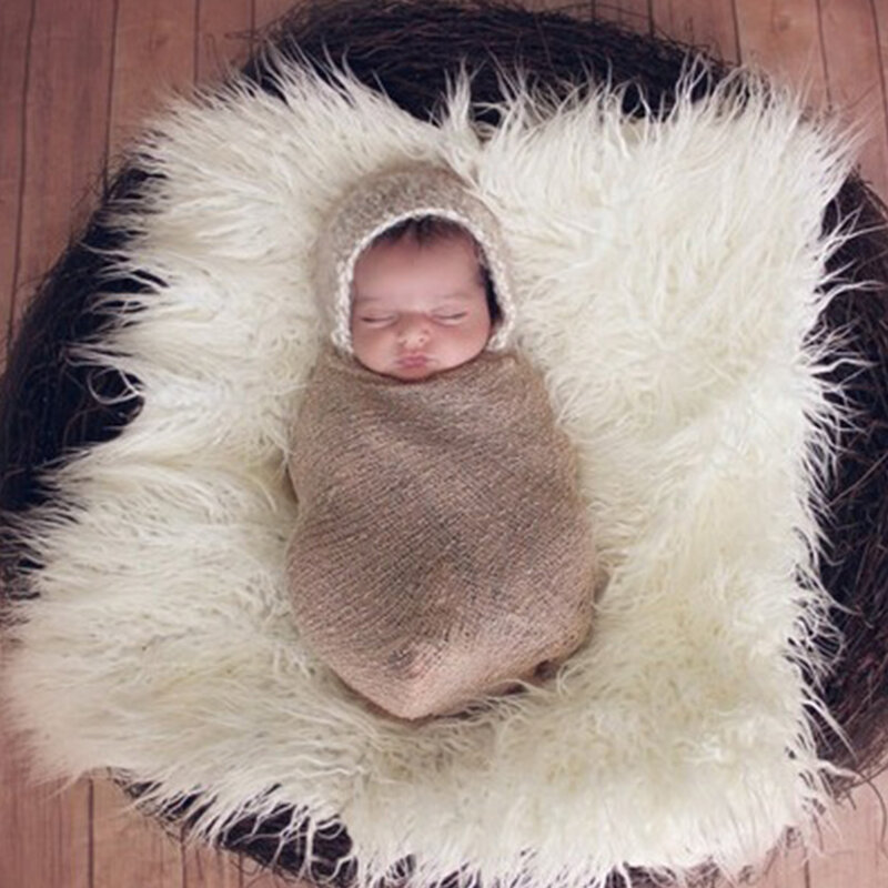 Foto Cobertor para Bebê Recém-nascido, Tapete De Pele Falsa, Pelúcia Fotografia De Fundo, Adereços Cesta, 60x50cm