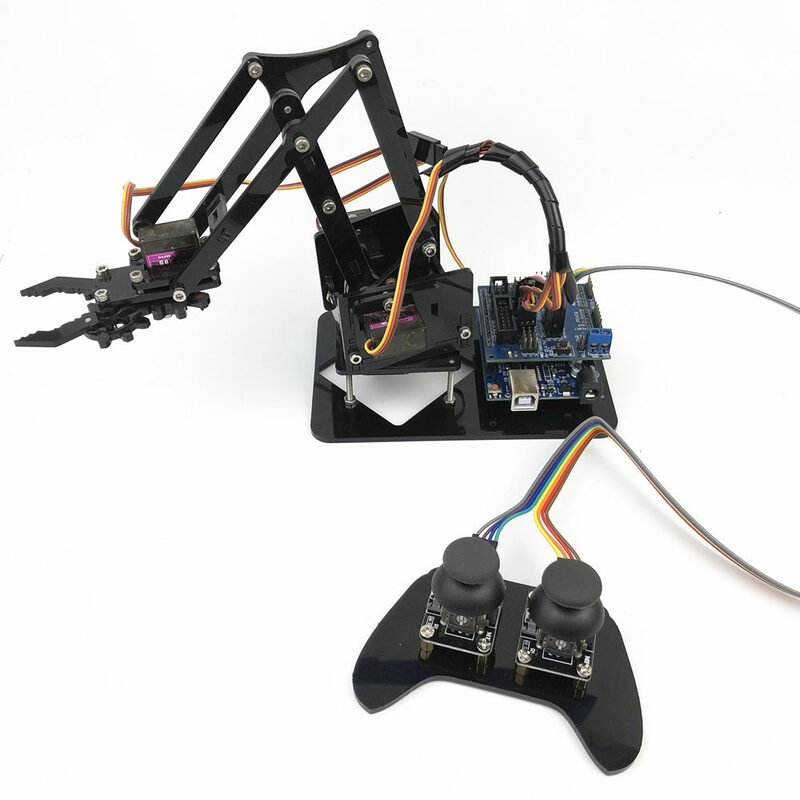 SG90 MG90S 4 DOF rakitan, cakar Robot uap lengan mekanis akrilik untuk Robot Arduino dengan kontrol Joystick Kit DIY