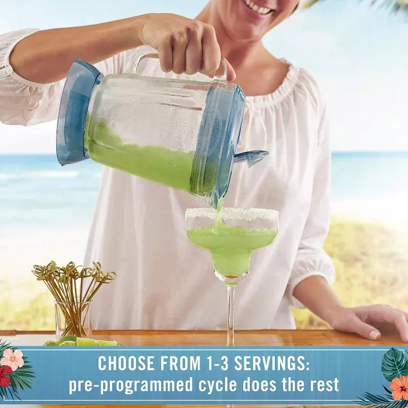 Criador de bebidas com Easy Pour Jar e Reservatório de Gelo, melão Key West Frozen, Reservatório de Gelo Verde