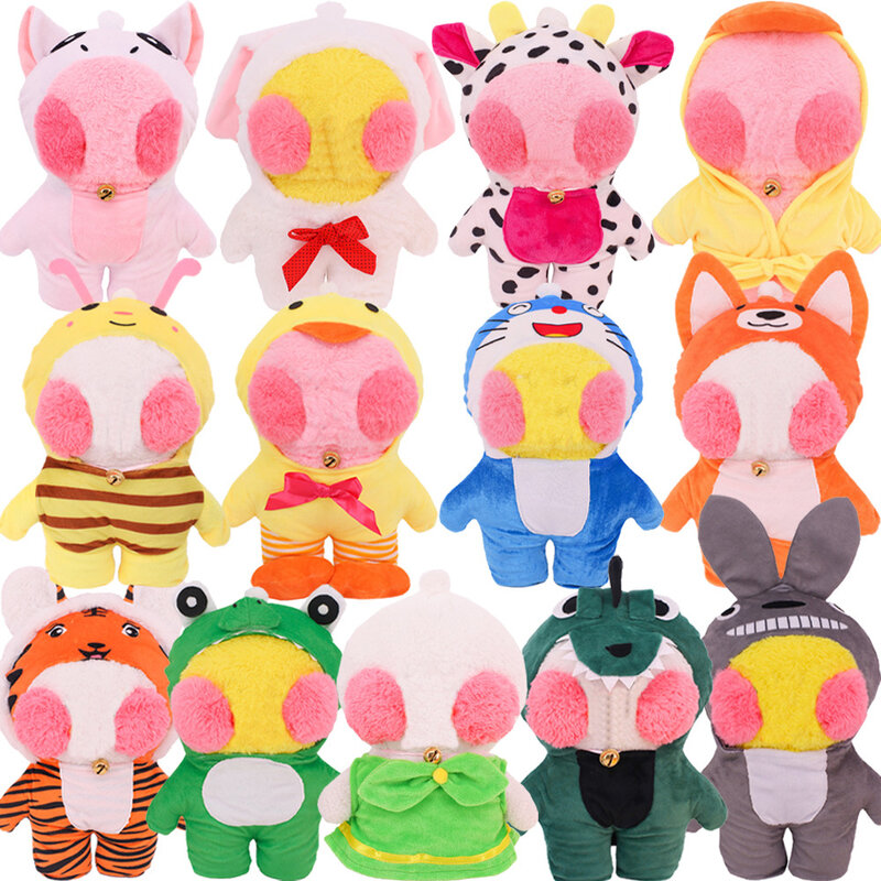 Lalafanfan-ropa de pato Kawaii de 30cm, conjunto de animales bonitos, suéter de moda, diseño Original, Mini juguete de peluche, accesorios de ropa, regalo