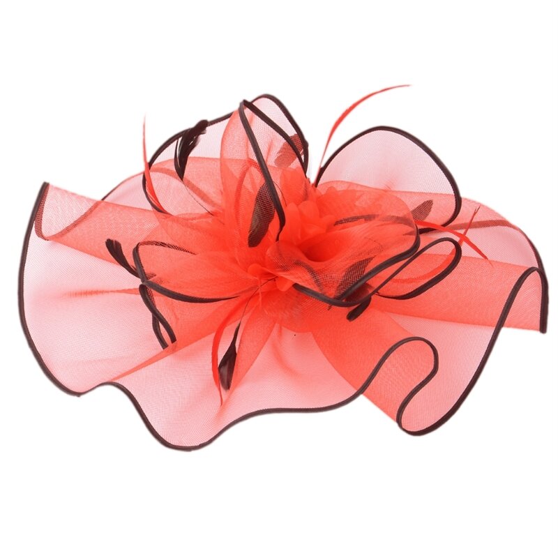 TeaParty Tocado Sombrero Pinza para cabello Sombrero flores plumas exageradas Sombrero boda