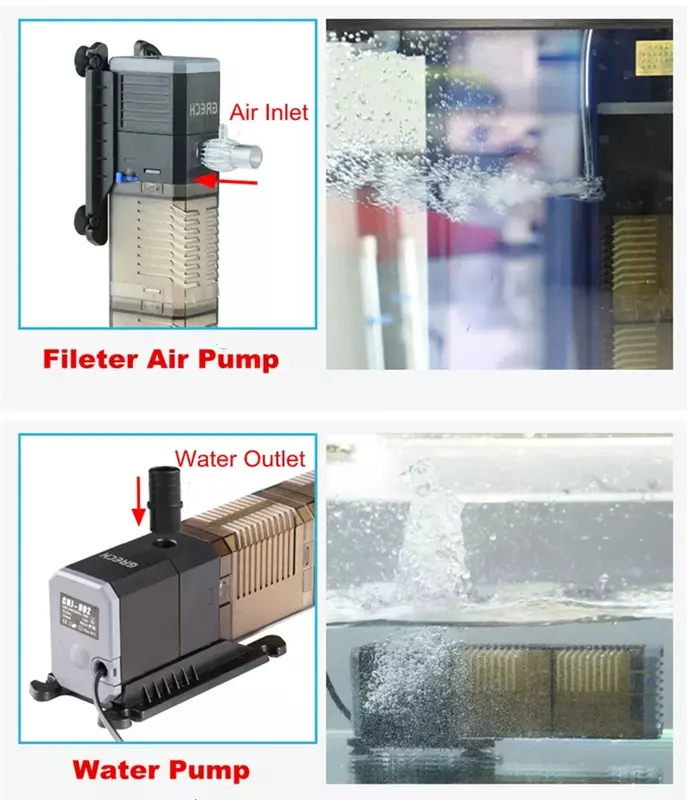 Aquarium Filter Pump Super 4 In 1 Fish Tank Submersible Air Oxygen Internal Pump CHJ502/CHJ602/CHJ902/CHJ1502 Water Pump Cottons