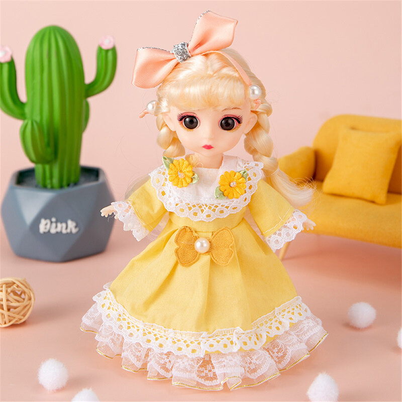 Muñeca de princesa BJD 1/12 de 16cm con ropa y zapatos móviles, 13 articulaciones, bonita cara dulce, regalo para niñas, juguetes para niños