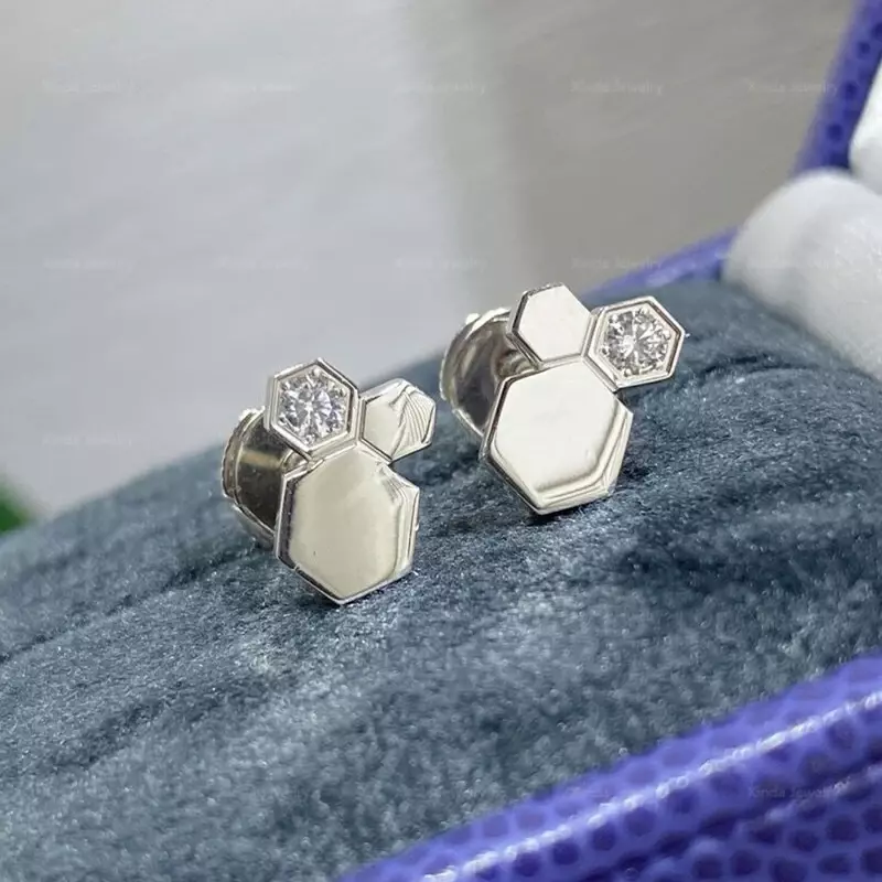 Minimalist design S925 sterling silver honeycomb earrings for women's light luxury fashion brand jewelry party gift