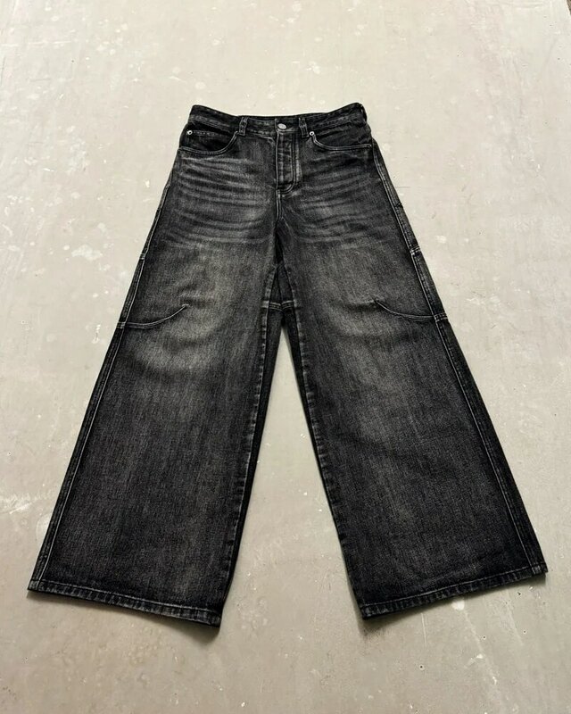 Женские и мужские джинсы Y2K, повседневные свободные джинсы с широкими штанинами в стиле Харадзюку, брюки-карго, y2k
