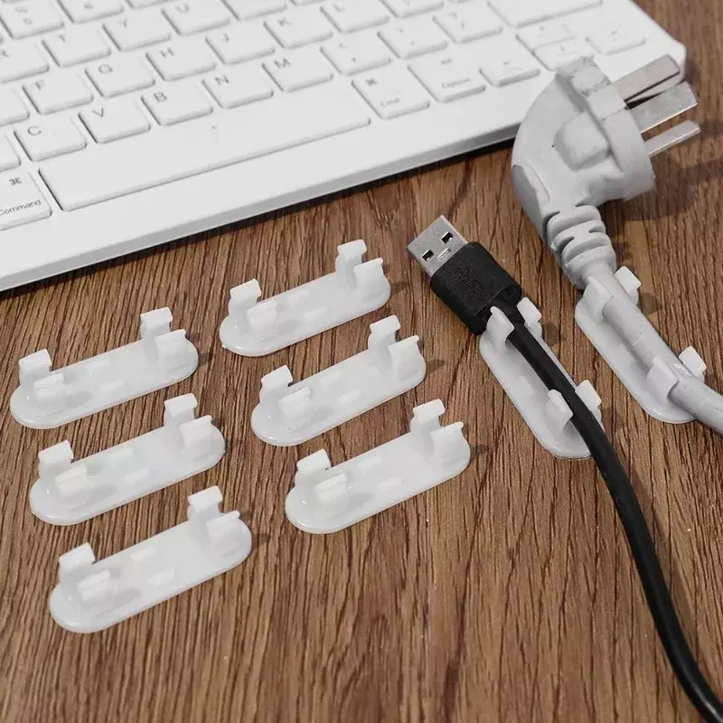 20-1buah klip pengatur kabel berperekat klip Desktop USB untuk Mouse Headphone kabel pengisi daya USB manajemen rapi