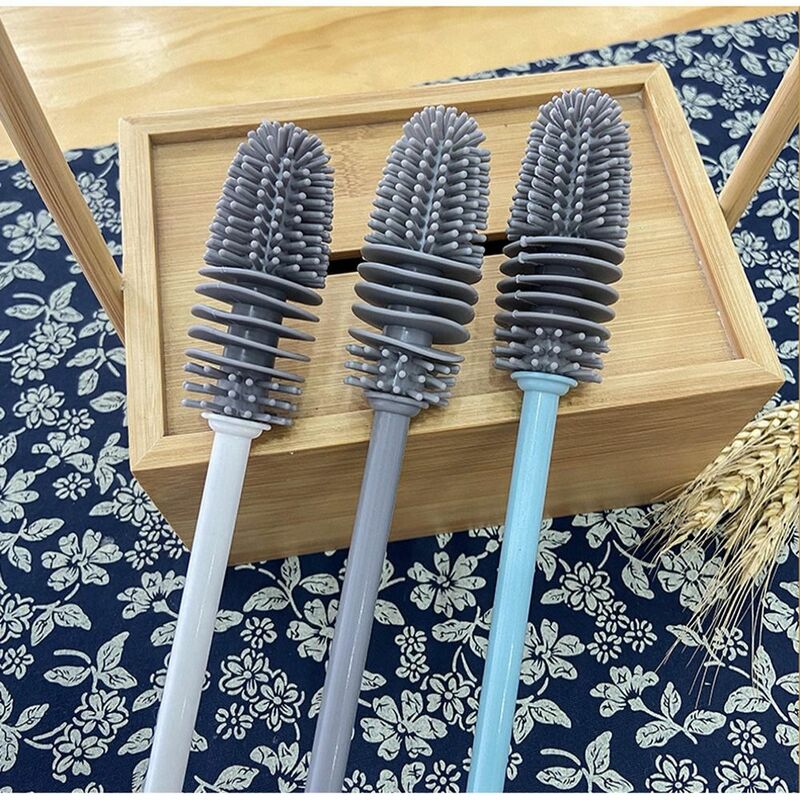 Food Grade Cleaning Brush Long Handle Silicone Multi-function Glass Cleaner Cleaning Tool Milk Bottle Brush Cup Scrubber