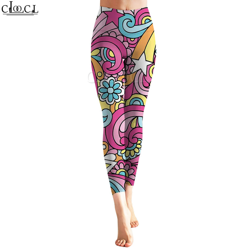 CLOOCL – Legging rose pour femmes, pantalon de Yoga, mode Kawaii, vêtements de sport, de course, motif dessin animé 3D imprimé