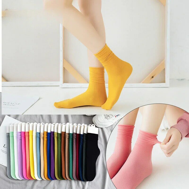 Women's Velvet Socks Are Loose and Thin Summer Solid Color Japanese Nylon Socks Fashionable College Style Soft and Breathable