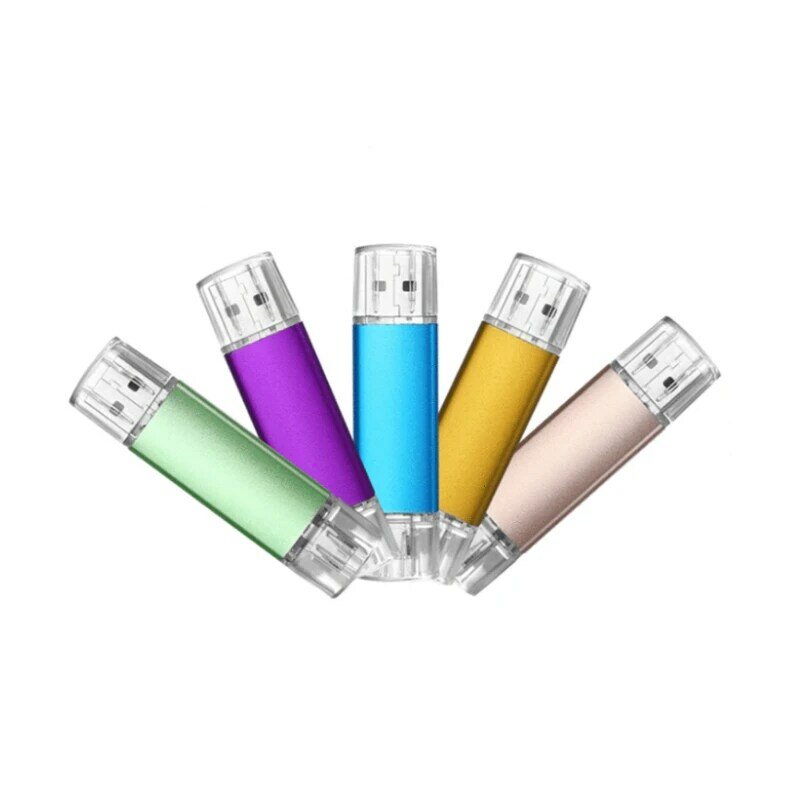 10 Cái/lốc Tự Do Tùy Chỉnh LOGO Kim Loại Nhiều Màu OTG Type C USB Đèn LED Bút 4Gb 8Gb 16Gb 32Gb 64Gb Pendrive USB2.0 Dính