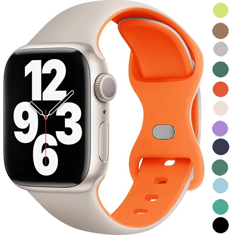 Strap For Apple Watch band 44mm 41mm 45mm 40mm 49mm 42mm 38mm 44 mm Silicone Sport Bracelet iWatch Series 9 8 7 SE 6 5 4 Ultra 2