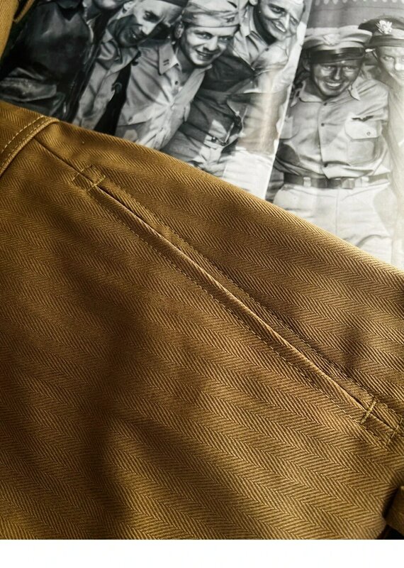 Calças de cintura alta para homens, calças retas HBT, tecido grosso de algodão, encaixe solto, acampamento ao ar livre e caminhada, calças militares, M47