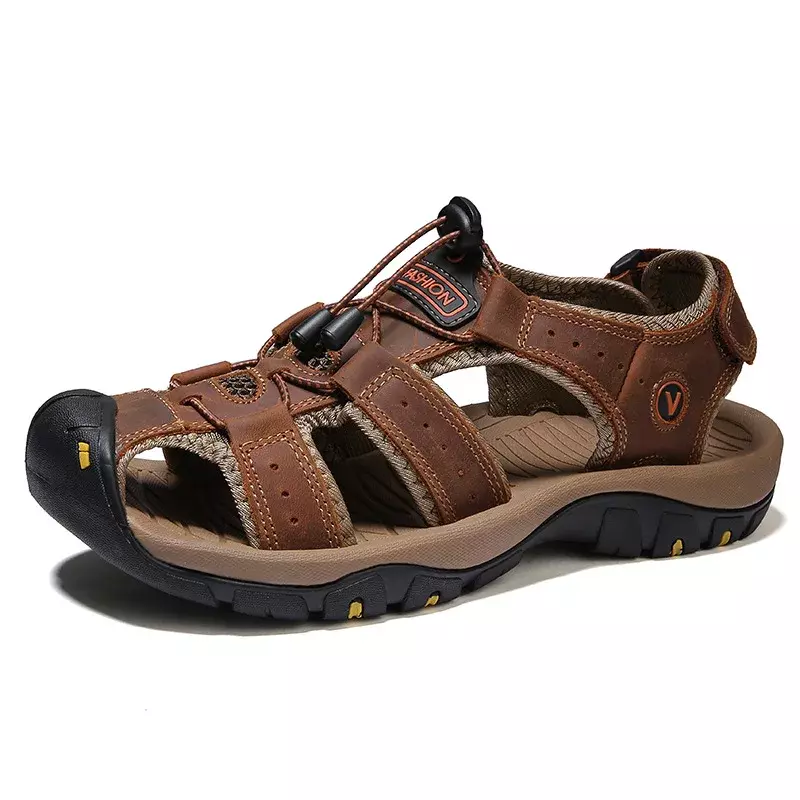 2023 Genuine Leather Men Shoes Summer New Large Size Men's Sandals Men Sandals Fashion Sandals Slippers Big Size 38-47