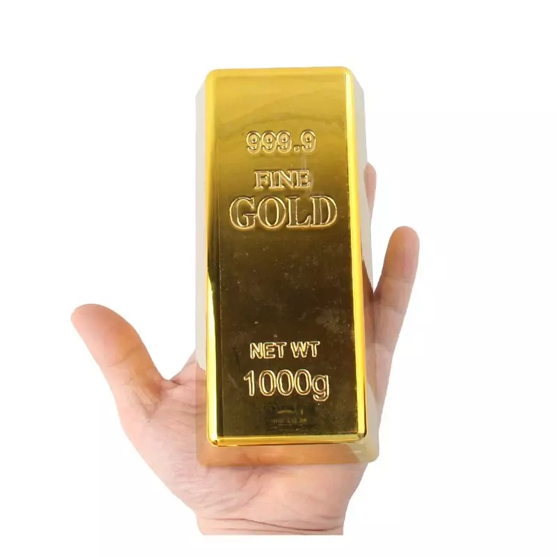 1PC Plastic Fake Gold Bullion Simulated Golden Brick Fake Glittering Gold Bar Paperweight Door Stop Movie Prop Novelty Gift