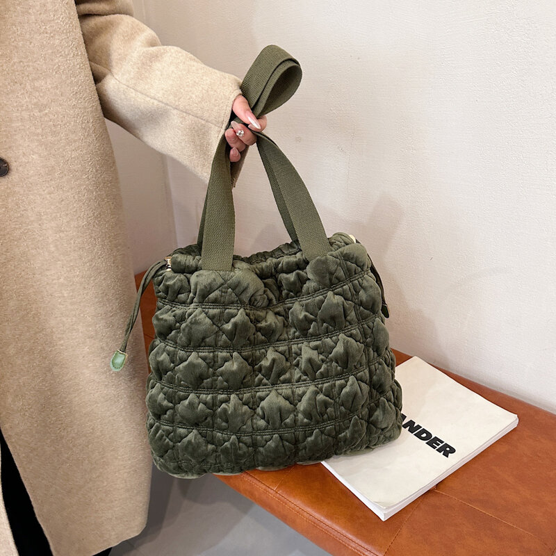 Mode 9 Farben Cord Umhängetasche Damen Tasche Designer Handtasche neue Marke weibliche Shopper großen Top-Griff Einkaufstasche Sack