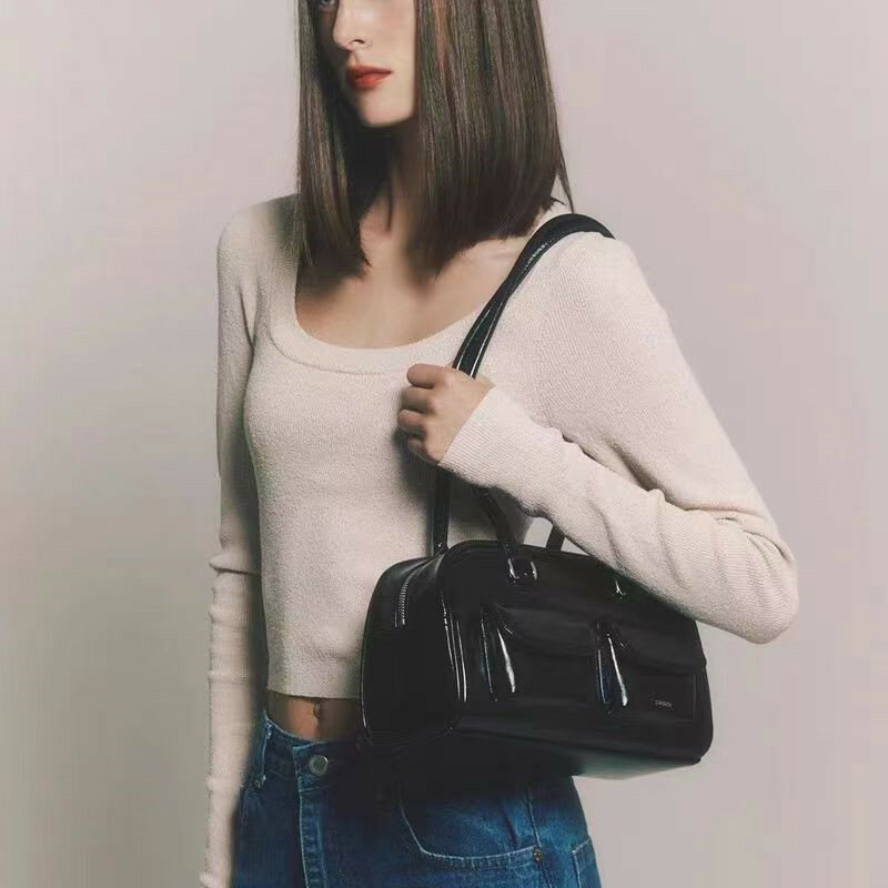 Stand Öl Bowling Tasche für Frauen koreanische Marke Boston Yun Jin Stil Einkaufstasche mollige Taschen Luxus Designer Handtasche