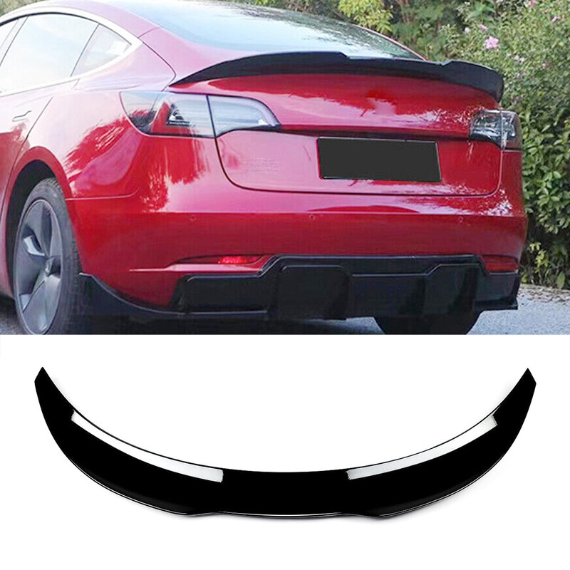 Alerón trasero Compatible con Tesla Model 3, 2016-2019, accesorios para automóviles, color negro brillante, 2016, 2017, 2018, 2019