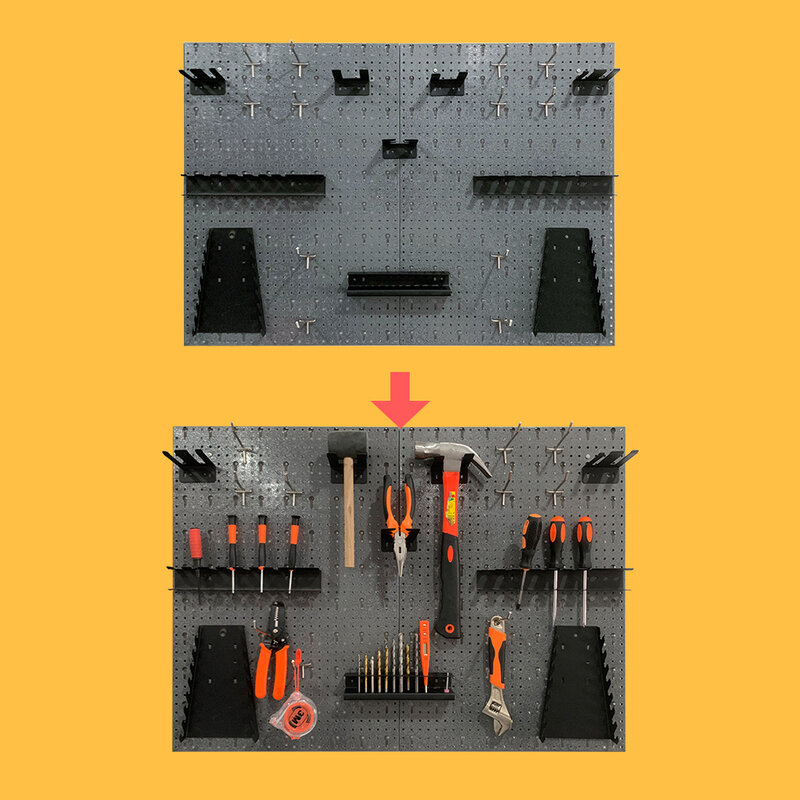 Jzd Muur Metalen Pegboard, Garage Opslag Peg Boards, Tool Organizer Gebruik Met Haken, 23.6-Inch × 15.7-Inch