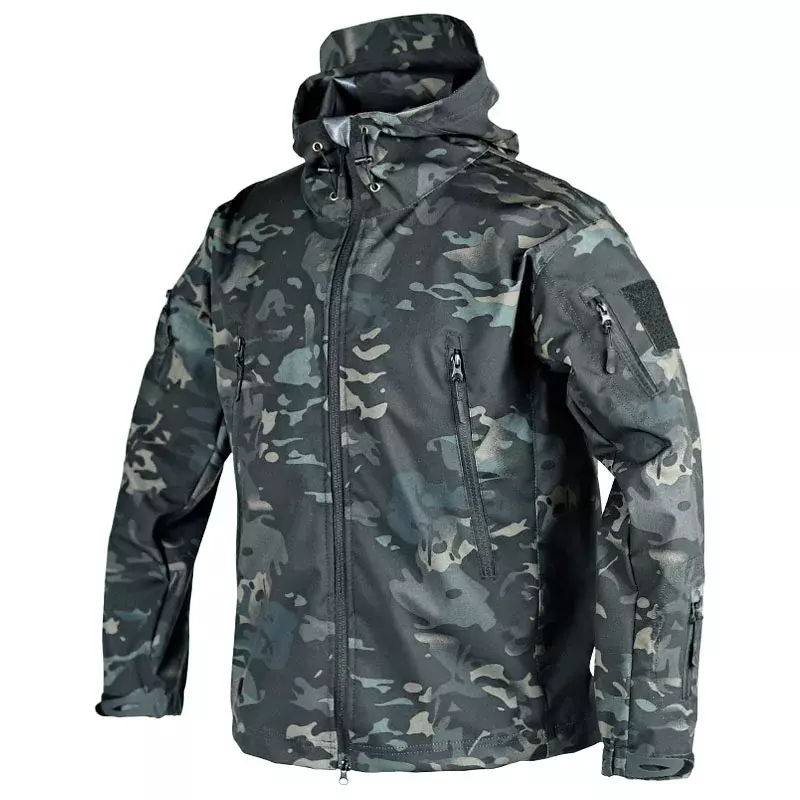 Waterproof Training Jacket Men Spring Autumn Multi-pocket Wear-resistant Windbreaker Coat Outdoor Shark Skin Thin Cargo Jackets