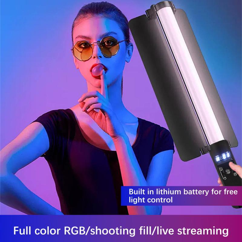 RGB 비디오 라이트 스틱 완드 파티 다채로운 LED 램프 필 라이트, 휴대용 플래시 스피드 라이트, 사진 조명, 삼각대 스탠드 포함