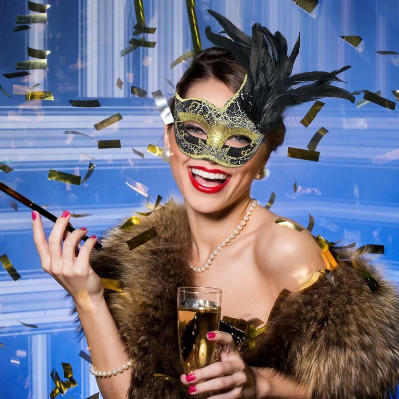 Чехол с перьями для маскарада, полулицевая Обложка для Хэллоуина, искусственная Обложка для лица на карнавал, Хэллоуин, Обложка для лица на Марди Гра