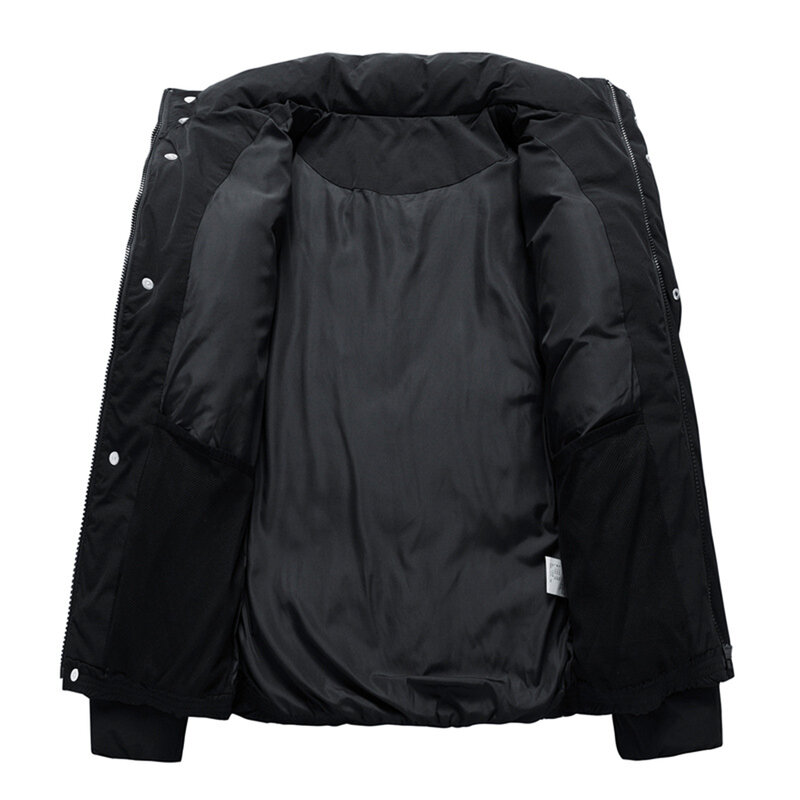 남성용 화이트 덕 다운 재킷, 두꺼운 재킷, 캐주얼 단색 다운 코트, 남성 캠핑 재킷, 블랙 화이트, 겨울 패션
