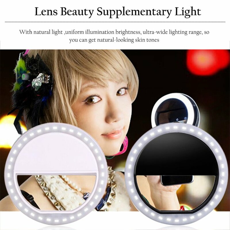 Mini torcia per fotocamera LED Ring Flash Universal Selfie Light Portable Mobile Phone Selfie Lamp Clip ad anello luminoso per iPhone