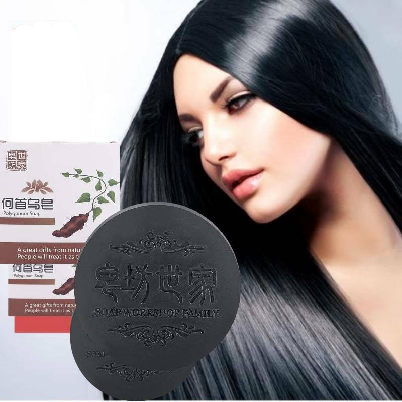 Sabonete orgânico Polygonum Herbal Hair Darkening, Anti Hair Loss, Hidratante Volumizing Shampoo, Erva de crescimento do cabelo, 100g
