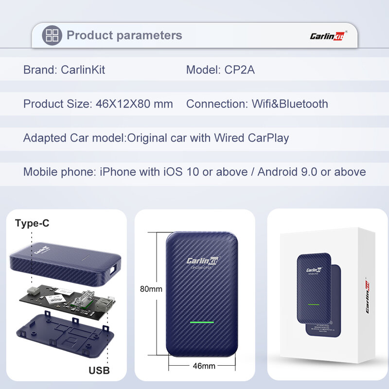 Carlinkit 4.0 Wireless CarPlay Android Auto 2 in 1 adattatore Wireless per Vw Kia Audi Mercedes Nissan Toyota Skoda Mazda WiFi BT