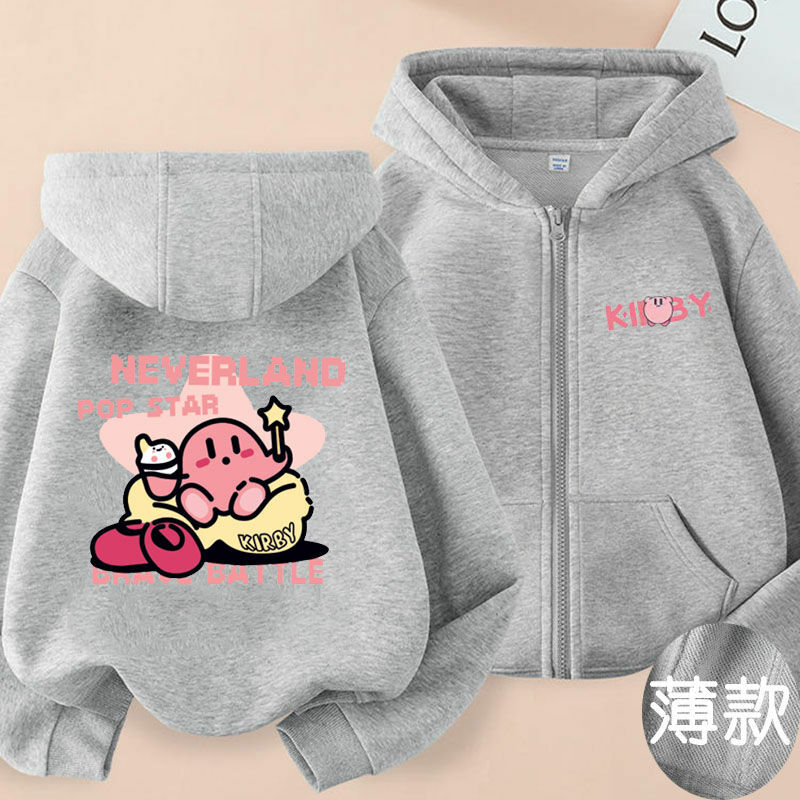 Anime Stars Kirby Cartoon bambini Kawaii thclick Coat Cartoon Girls autunno inverno peluche con cerniera maglione con cappuccio cappotto regalo per bambini