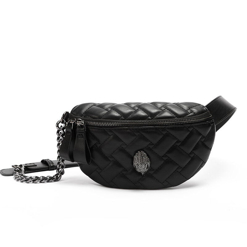 Classic Fashion Kurt Women's Bags Eagle Head Soft PU Leather Diamond Lattice Shoulder Crossbody Black Chest Bag Ladies Handbag