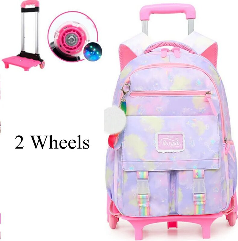 車輪付きの女の子のための学校のバックパック,ホイール付きのランドセル