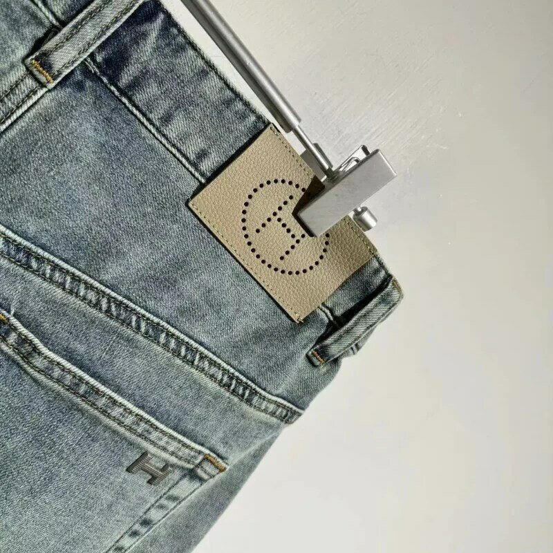 Джинсы мужские винтажные потертые с вышивкой, Y2k