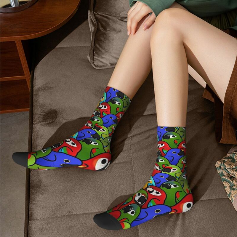 Troppo molti uccelli! -Macaw Squad Socks Harajuku calze Super morbide calze lunghe per tutte le stagioni accessori per regali Unisex