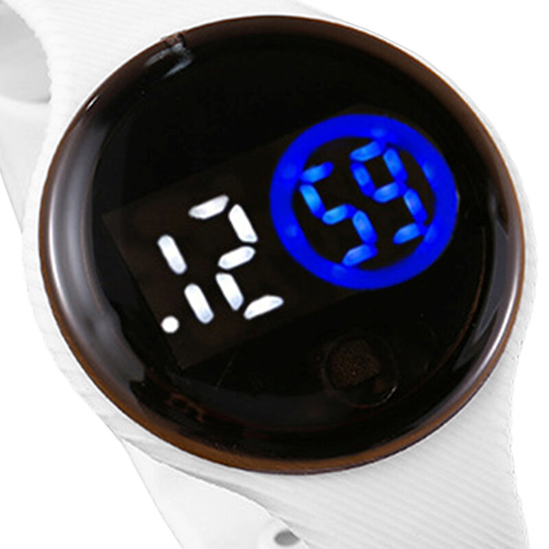 소프트 스트랩이 달린 LED 라운드 손목 시계, 스포츠 시계, 십대 소녀 및 소년을 위한 경량 디지털 시계 선물