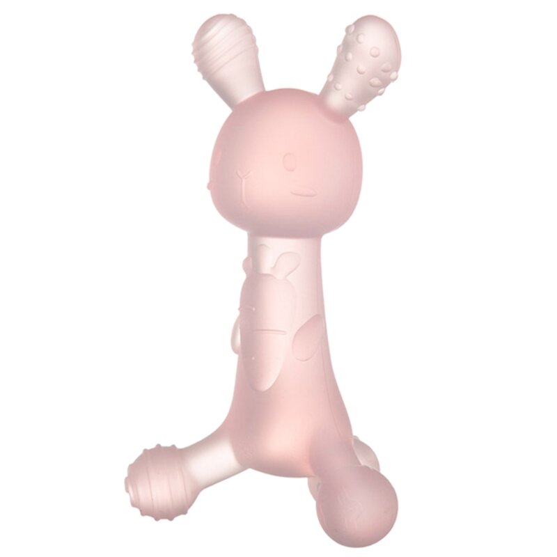 Silikonowa zabawka ząbkująca smoczek dla dziecka zabawka do żucia uroczy królik z kreskówek narzędzie do karmienia