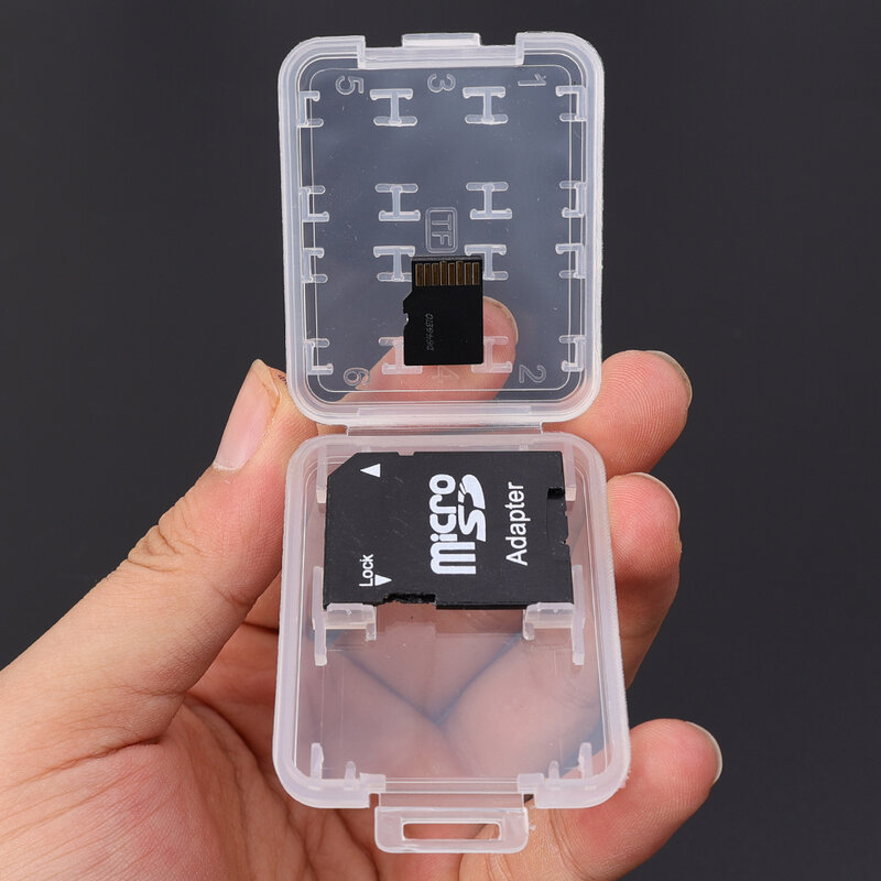 8 in 1 kotak pelindung transparan untuk kartu memori SD adaptor kartu SIM casing penyimpanan Mini portabel penutup pelindung bening