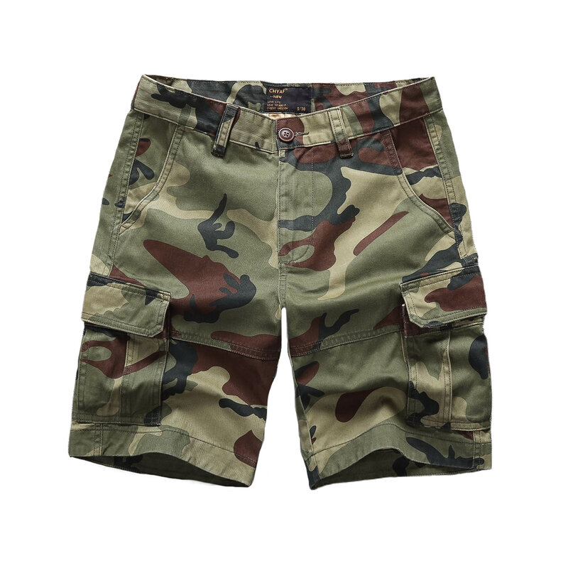 Zomer Meerdere Zakken Camouflage Cargo Shorts Voor Mannen 100% Katoenen Streetwear Militaire Fans Broek Casual Strandbroek
