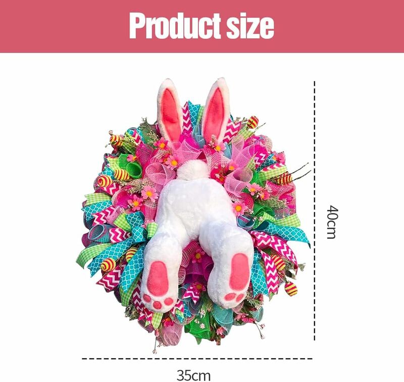 2024 Easter Colorful Bunny Garland Rabbit Door Oranments Wall Decorations Easter Wreath Eggs Easter Party Home Decorations
