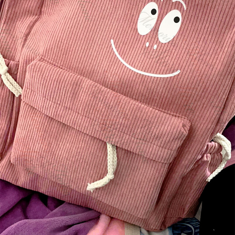 Женский простой рюкзак для кампуса, персонализированная вышитая Вельветовая школьная сумка с именем для мальчиков и девочек