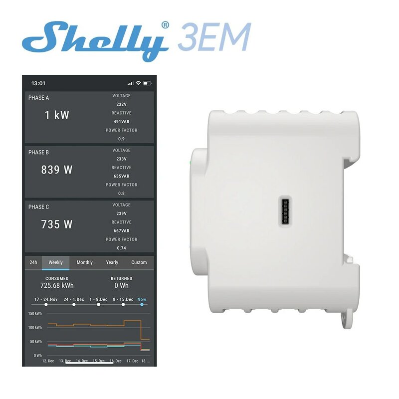 Top 3EM WiFi-operated 3 Phase Energy Meter Contactor Control Monitor Consumption Home Appliances Electric Circuit Office